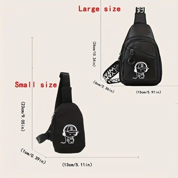 Men's Casual Small Capacity Crossbody Sports Style Bag Color Black - Picture 2 of 2